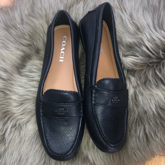 coach women's black leather loafers